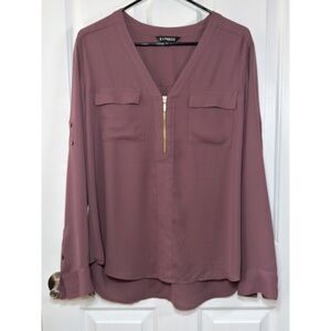 Express Mauve Blouse with Gold Zipper